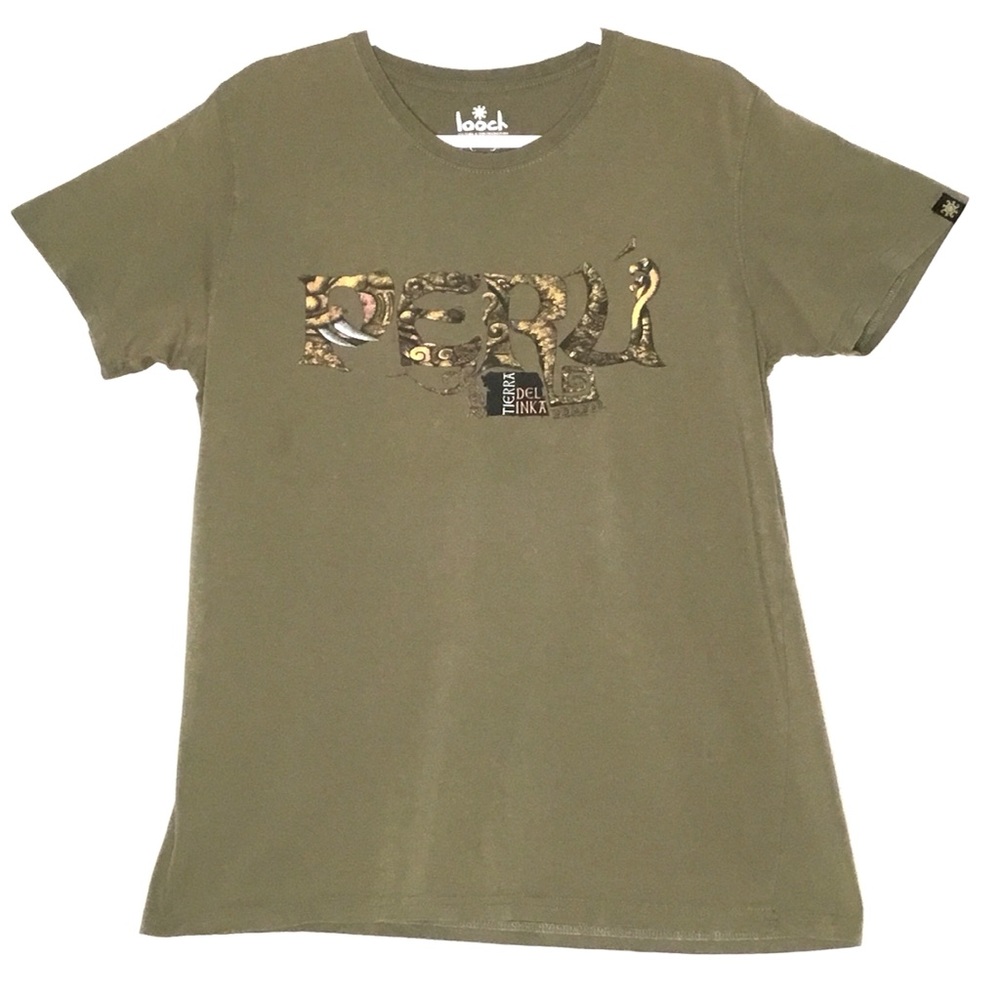 💎Peru’ Tierra Del Inka Men’s Green Graphic Tee T-Shirt Large